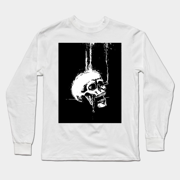 Smoking Skull Long Sleeve T-Shirt by KateVegaVisuarts